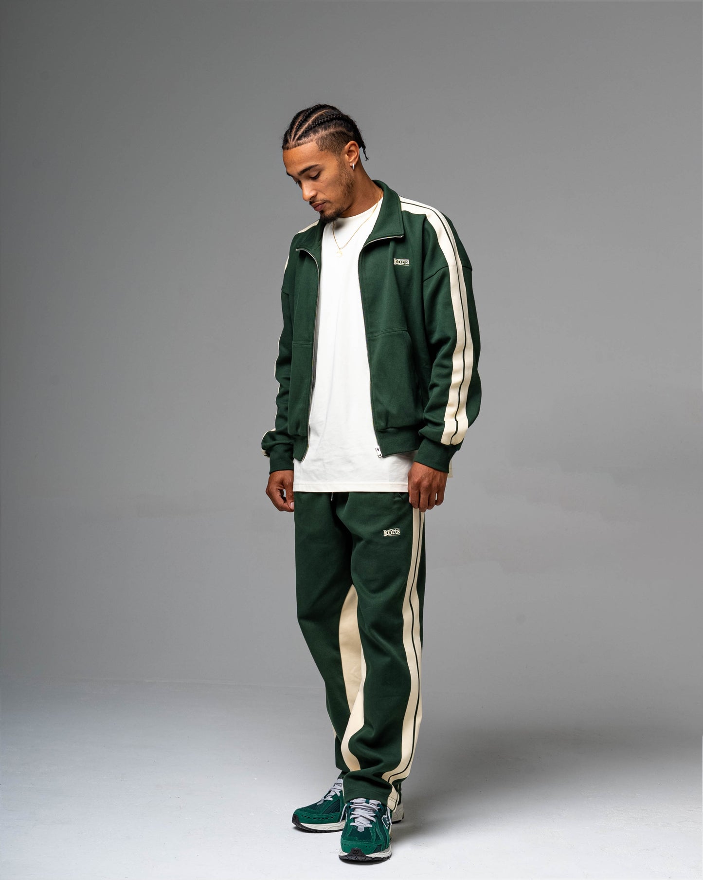 CREW JACKET | FOREST GREEN & ECRU