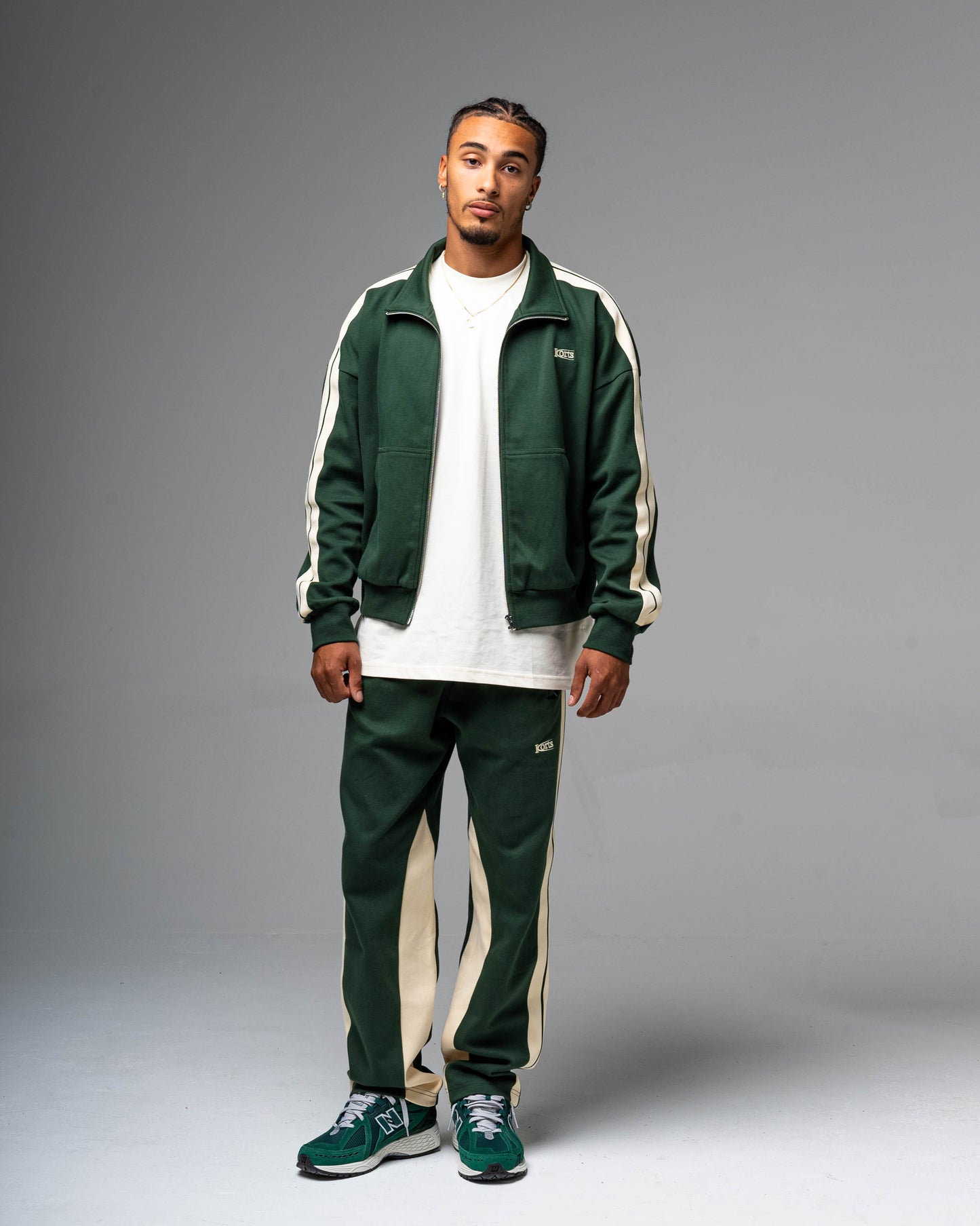 CREW JACKET | FOREST GREEN & ECRU